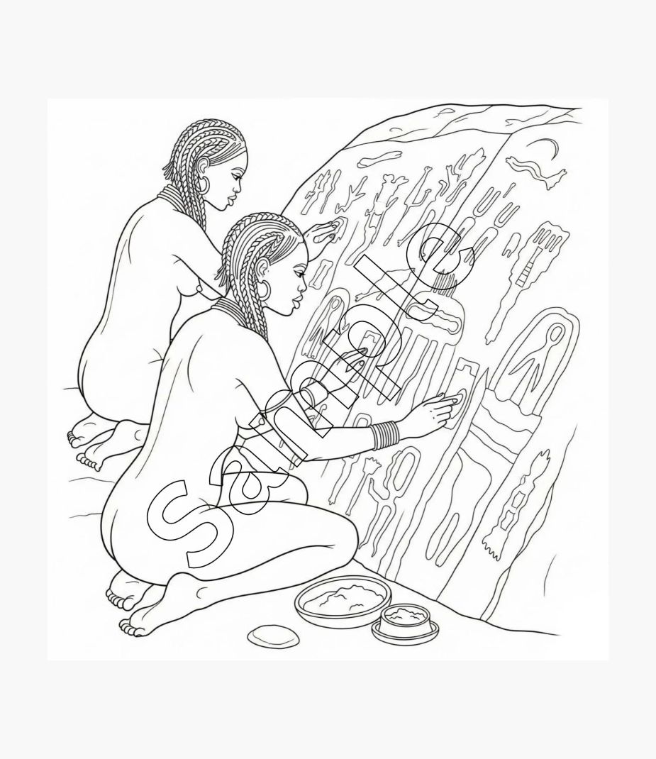 Image showing nude khoisan women doing rock paintings