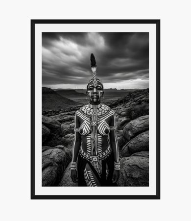 Khoisan Warrior Beauty &ndash; Black and White Portrait Art Print