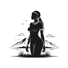 Khoisan woman posing with background